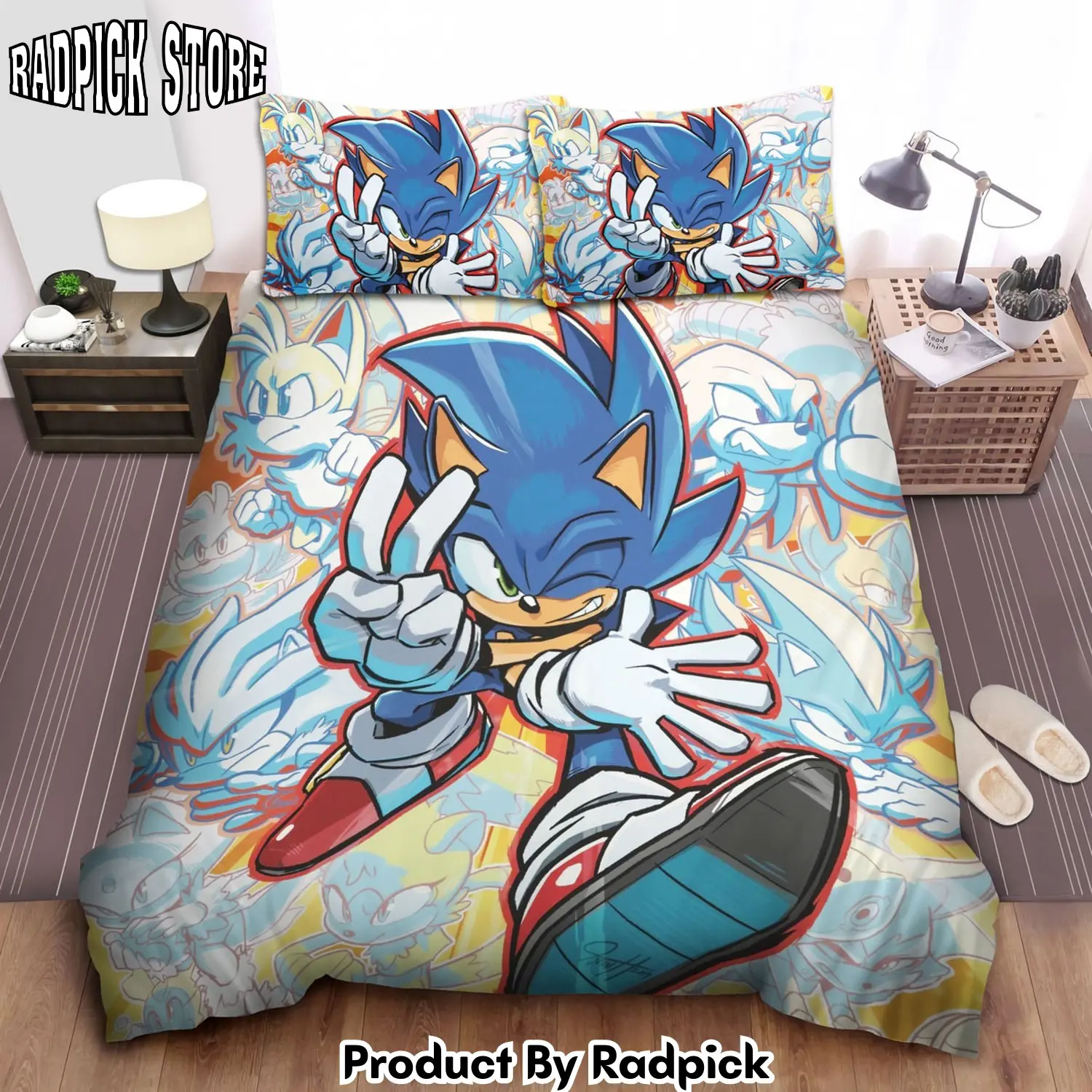 Radpick sonic the hedgehog friends artwork comforter duvet cover bed sheets bedding set rp3272188